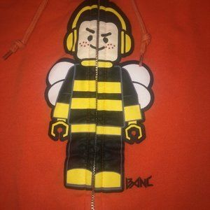 K-pop Bee Lego Man Youth Large Orange Hoodie Full Zip Graphic Sweatshirt